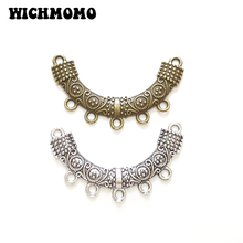 New Fashion 5pieces 47*28mm Zinc Alloy  Bronze Necklace Porous Connector Charms Linker for DIY Jewelry Accessories 2024 - buy cheap