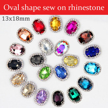13x18mm 20pcs Oval shape crystal glass sew on rhinestones with claw, High quality crystal buckle DIY jewelry headpiece and dress 2024 - buy cheap