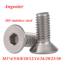 50pcs M3 304 stainless steel A2 Hexagon Hex socket head flat countersunk Allen Bolt screw M3*4/5/6/8/10/12/14/16/20/25/30/35mm 2024 - buy cheap