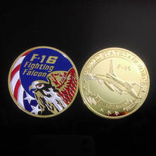 New Arrived & Free shipping 10 pcs/lot US Air Force F-16 Fighting Falcon Diecast gold plated Challenge Coin 2024 - buy cheap