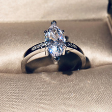 Классическое серебряное кольцо с огранкой маркиза, обручальные кольца для женщин, свадебные кольца, свадебное кольцо, женские кольца 2024 - купить недорого