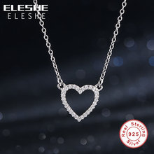 ELESHE Authentic 100% 925 Sterling Silver Necklace Austrian Crystal Heart Pendant Necklace for Women Fashion Jewelry Gift 2024 - buy cheap