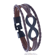 Infinito Folha Paz Hamsa Mão projeto Cuff Bangle Fashion Handnade Presente Da Jóia Das Mulheres Dos Homens Pulseiras de couro Pu Feminino Masculino 2024 - compre barato