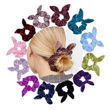 Новинка, модные женские повязки на голову, повседневная яркая эластичная повязка для волос из полиэстера с кроличьими ушками 2024 - купить недорого
