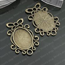 Wholesale 43*31mm Antique Bronze Tow holes Butterfly Alloy Pendants Base Cameo Settings Findings Accessories 10 pieces (JM3453) 2024 - buy cheap