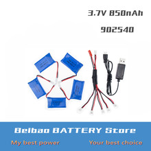 5pcs syma x5 rc lipo battery 3.7v 850mah 902540 and USB charger x5c x5sw x5sc cx30 cx-30 w drone Helicopter Airplane parts 2024 - buy cheap