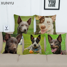 XUNYU Cute Pet Kelpie Dog Linen Pillowcase Home Sofa Square Pillow Cover Animal Pattern Decorative Cushion Cover 45X45cm AC002 2024 - buy cheap