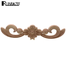 RUNBAZEF Flower Wood Carving Natural  Appliques for Furniture Cabinet Unpainted  Wooded Mouldings Decal Decorative Figurine 2024 - buy cheap