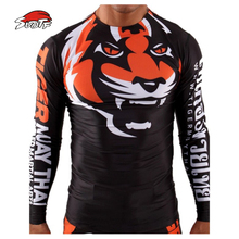 SUOTF MMA облегающая эластичная одежда для бодибилдинга с тигром Муай Тай боксерская рубашка с длинным рукавом серия "Signature" черный оранжевый 2024 - купить недорого