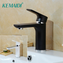 KEMAIDI-grifo de lavabo montado en Cubierta de latón negro, Mezclador de Baño de un solo Mango, grifo de fregadero frío y caliente, caño de rotación, venta al por mayor 2024 - compra barato