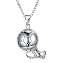 Collar con colgante deportivo de Plata de Ley 925 para hombre y mujer, colgante con diseño creativo de zapato de fútbol S925, regalo fino de la Copa del Mundo 2024 - compra barato