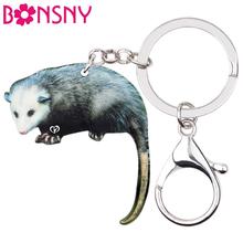 Bonsny Acrylic Cute Possum Keychain Fashion Wild Animal Jewelry For Women Keyrings Girls Bag Car Purse Charms Gift Accessory 2024 - buy cheap