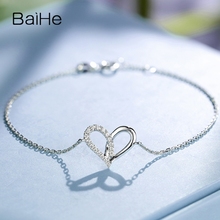 BAIHE-pulsera de compromiso de oro blanco de 18 quilates con diamantes naturales, joyería delicada de moda, con forma de corazón 2024 - compra barato