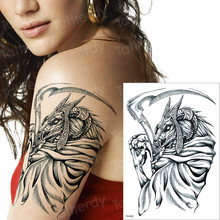 Временная татуировка, Череп, нож, рука, рисунок, тату, наклейка, переводная вода, черная татуировка, 3D, Мужская татуировка, тату вампира, поддельная, большая 2024 - купить недорого