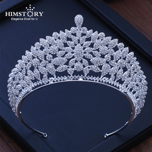 Diadema con corona de cristal HIMSTORY para boda, diadema con diamantes de imitación, diadema nupcial grande, joyas de diadema con cabeza de Accesorios nupciales para el cabello 2024 - compra barato