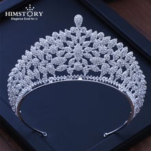 HIMSTORY Crystal Wedding Crown Queen Headband Rhinestone Big Bridal Tiara Bridal Hair Accessories Head Diadem Jewelry 2024 - buy cheap