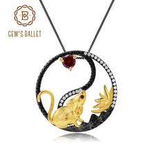 GEM'S BALLET Natural Garnet Gemstone Chinese Zodiac Jewelry 925 Sterling Silver Handmade Charm Rat Pendant Necklace For Women 2024 - buy cheap