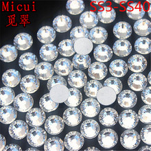 Micui SS3-SS40 Clear Rhinestones Glass Crystal Flat Back Round Nail Art Stones Non Hotfix Strass Crystals for DIY MC993 2024 - buy cheap