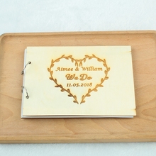 Corazón de boda personalizado, libro de visitas rústico de madera, regalo de boda vintage, centros de mesa de boda 2024 - compra barato