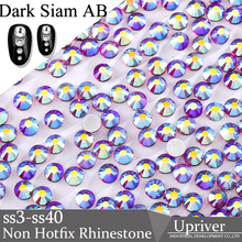 Upriver-vidrio AB Siam oscuro, diamantes de imitación Nail Art no Hotfix, para uñas de diseño, ss3-ss30 2024 - compra barato