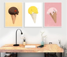 Cartoon Animal Ice Cream Children's House Adornment Wall Art Print Picture Canvas Paintings for Living Room No Framed 3 Pieces 2024 - buy cheap