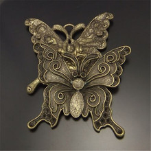 4pcs/pack Retro Style Necklace Pendant 64*56mm Antique Style Vintage Bronze Alloy Tone Butterfly Charms Jewelry Pendants 02133 2024 - buy cheap