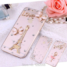 3D Bling Crystal Rhinestone Eiffel Ballet Girl Cherry Flower Phone Back Cases Cover for iPhone X 4s 5s SE 5C 6 6s 7 8 Plus Case 2024 - buy cheap
