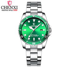 Часы ведущей марки CHENXI, модные женские часы из нержавеющей стали, женские часы с зеленым циферблатом, повседневные кварцевые часы, женские часы 2024 - купить недорого