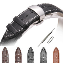 12 13 14 15 16 17 18 19 20 21 22 23 24mm Women Men Genuine Leather Watchband Strap Butterfly Pattern Deployant Clasp Buckle 2024 - buy cheap