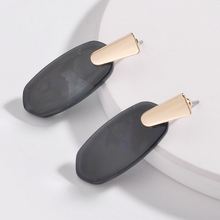 Zwpon 2020 brincos femininos geométricos ovais de acrílico, joias de marca famosa, mini brincos com declaração preta dourados 2024 - compre barato