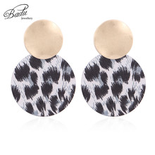 Badu Round Leopard Acrylic Stud Earrings for Women Big Exaggerated Jewelry Autumn Winter Earring for Christmas Gift Wholesale 2024 - buy cheap