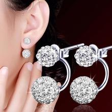 Boho Vintage Double Side Crystal Stud Earrings For Women Fashion Gold Color Ball Party Wedding Jewelry 2024 - buy cheap