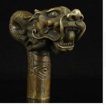100% BRASS Pure Copper Brass Grandpa Good Lucky China Old Handwork Carving BRASS Dragon Statue Cane Head Walking Stick 2024 - buy cheap