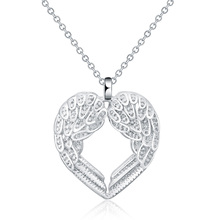 Бесплатная доставка, модное красивое женское ожерелье серебряного цвета с ангельским сердцем и крыльями, ювелирное изделие для свадебвечерние N357 2024 - купить недорого