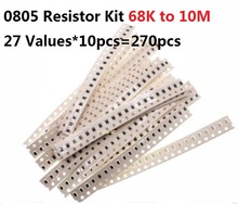 Kit de resistencia SMD 270, 27 valores x 10 Uds = 0805 uds, 68K, Ohm-10M, 5%, conjunto surtido de chips 2024 - compra barato