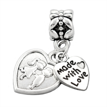 Silver Plated Made With Love & Lover Kiss Charm Fit Pandora Charms Bracelets Bangle Jewelry Making For Women Handmade ,SPP059 2024 - buy cheap