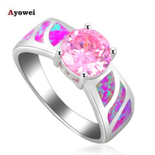 New Fashion Rings for Anniversary Fashion Jewelry Purple Fire Opal Silver Stamped Crystal Rings USA Size #6#7#8#9#10 OR818A 2024 - buy cheap