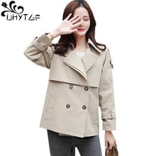 UHYTGF Womens Short Windbreaker coats Student casual spring autumn jacket Double-breasted elegant female plus size outerwear 695 2024 - buy cheap