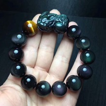 Genuine AAA Obsidian Pixiu Beads Bracelet FengShui Wealth Pixiu Bracelet Lucky Animal Beaded Bracelet Good Luck Man Jewelry Gift 2024 - buy cheap