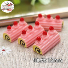 10PCS strawberry pink cake Resin Flat back Cabochon Miniature food Art Supply Decoration Charm Craft 2024 - buy cheap