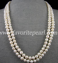 Collar de perlas blancas joyería de perlas largas-46 pulgadas 7-8mm genuino collar de perlas de agua dulce-Envío gratis 2024 - compra barato