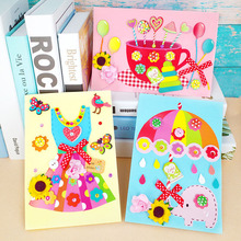 Kids DIY Handmade Greeting Card 3D handmade Sticker Card Material Package DIY Craft Toys Children Christmas New Year DIY Card 2024 - buy cheap