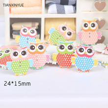 100Pcs 24*15mm Cartoon OWL Buttons Charms 2 Holes Sewing Craft Scrapbooking Painted wooden buttonsDIY Cloth Accessories 2024 - buy cheap