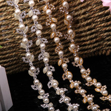1 yarda 1,6 cm cadena de cristal de diamantes perla, apliques para vestidos, escote, cinturón, adornos de disfraces, costura, manualidades DIY 2024 - compra barato