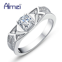 Almei 15%Off Rings for Women Wedding Fashion Luxury Zirconia Crystal Ring Silver Color Femme Jewelry Aliancas De Casamento J594 2024 - buy cheap