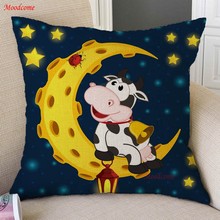 Children Cartoon Cute Cow Bees Bunny Bear Good night Nursery Art Sofa Thow Pillow Case Comic Moon Animals Linen Cushion Cover 2024 - buy cheap