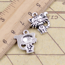 15pcs Charms Smiling Cat 19x17mm Tibetan Bronze Silver Color Pendants Antique Jewelry Making DIY Handmade Craft For Necklace 2024 - buy cheap