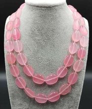 AAA+ 13x18mm Pink Jade Oval Gemstone Beads Long Necklace 35 inch 2024 - buy cheap