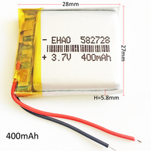 3.7V 400mAh 582728 Lithium Polymer LiPo Rechargeable Battery Li ion cells For Mp3 smart watch PAD DVD E-book bluetooth headset 2024 - buy cheap
