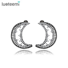 LUOTEEMI Newest Yellow Gold-Color Hollow Moon Stud Earrings Brincos For Women Fashion Jewelry Wedding Christmas Bijoux Gift 2024 - buy cheap